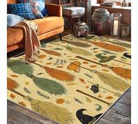 Tappeto per area scopa, Halloween fantasioso cappello zucca Halloween arancione retro antiscivolo casa pavimento rettangolare stampa tappeto tappeto per soggiorno camera da letto college dormitorio