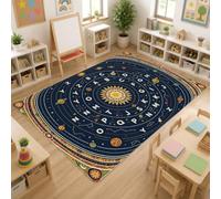 Tappeto per area solare, pianeti educativi cosmici segni zodiacali blu navy cosmico tappeto per interni tappeto non spargimento tappeti per aula lettura angolo decorazione 15 x 18 cm
