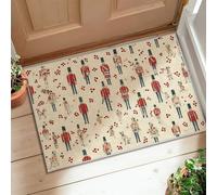 Tappeto per area soldato, tappeto natalizio con cane tamburo natalizio rosso a pelo basso bordo bordatura zerbino tappeto rettangolare ingresso bagno lavanderia comodino decorazione 5 x 3 '