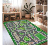 Tappeto per area stradale, giocoso e fantasioso parcheggio auto verde primavera spugna a pelo basso tappeto rettangolare morbido tappeto antimacchia tappeto per soggiorno, camera da letto, corridoio