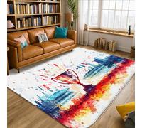 Tappeto per area tazza, moderno astratto spruzzi colorati colpi celebrazione rosso antiscivolo rettangolare tappeti per pavimento tappeti bordo bordo tappeto per soggiorno camera da letto sotto il