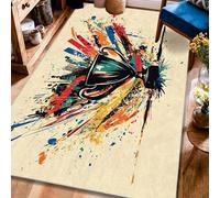 Tappeto per area trofeo, moderno, astratto, linee schizzate, nessuno, nero, a pelo basso, rettangolare, tappeto per pavimento, tappeto per soggiorno, camera da letto, sotto il letto, decorazione