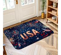 Tappeto per area USA, Independence Festive Fireworks Stars Independence Navy a pelo basso in spugna zerbino accenti tappeto resistente allo sbiadimento ingresso bagno cucina porta decorazione 5 'x 3'