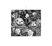 Tappeto per asciugare il bancone della cucina, motivo zucca di Halloween, tappetino assorbente in bianco e nero, tappetino per scolapiatti spaventoso in microfibra, 40,6 x 45,7 cm