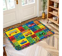 Tappeto per auto, giocoso colorato camion dei pompieri barca nessuno rosso a pelo basso spugna zerbino tiro tappeto bordo bordo ingresso bagno lavanderia comodino decorazione 5 'x 3'