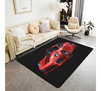 Tappeto per auto sportive da corsa, rosso, per soggiorno, camera da letto, camera da letto, soggiorno, soggiorno, tappeto antiscivolo, lavabile in lavatrice, 100 x 150 cm