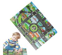 Tappeto per auto - Tappeto per mappa , tappetino da gioco morbido e durevole, design colorato a tema automobilistico, supporto antiscivolo | Ideale per bambini, macchinine, sala giochi, camera