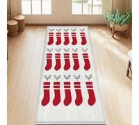 Tappeto per bagagliaio, autunnale stagionale a righe con foglie rosse autunnali, a pelo basso, per interni, rettangolare, non perde pelo, per cucina, bagno, ingresso, comodino, decorazione da 0,6 x