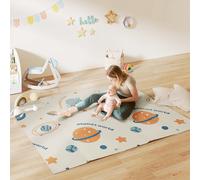 Tappeto per Bambini 0-6 Anni a Tema Spazio con Superficie Impermeabile in XPE Multicolore, 196x176x1,5 cm