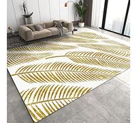 Tappeto per Bambini a Foglia Di Palma Dorata, Tappeti Antiscivolo di Pianta Tropicale Beige Di Lusso, Moquette Insonorizzante - per Scale e Corridoi Trattamento Antiscivolo 80 x 150 cm
