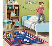 Tappeto per Bambini Cameretta Morbido Tappeto Camion dei pompieri, auto della polizia -Living Room/Bedroom/Study/Coffee Table 100x120cm