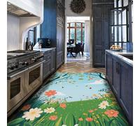Tappeto per bambini cartone animato 180x270cm Zerbino con stampa di fiori selvatici e api per la decorazione della scuola materna Tappeto antiscivolo antispargimento per la decor del dormitorio