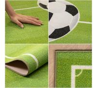Tappeto per bambini con design di uno stadio di calcio per ragazzi, tappeto antiscivolo lavabile per cameretta dei bambini, Colore: Verde, Taglia: 120 x 170 cm