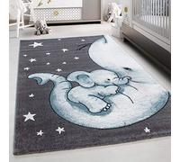 Tappeto per bambini con design elefante, morbido e soffice, adatto per cameretta dei bambini, tappeto a pelo corto, facile da pulire Misurare: 140 x 200 cm Colore: Blu-3