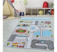 Tappeto per bambini con design stradale, lavabile, morbido, antiscivolo, per apprendimento e gioco, ideale per ragazzi e ragazze Misurare: 140 x 200 cm Colore: Grigio-2