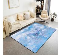 Tappeto per bambini con farfalle, stile bohémien mandala floreale, tappeto per interni e ingresso, per ragazze e ragazzi, tappeto antiscivolo con cielo stellato e galassia, decorazione blu per divano