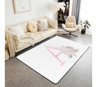 Tappeto per bambini con lettere dell'alfabeto artistico, tappeto antiscivolo per interni e ingresso, motivo floreale romantico da sogno, decorazione per divano e soggiorno, 1,5 x 1,8 m