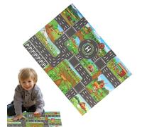 tappeto-Per Bambini Con Mappa - tappeto-Da Gioco Per Auto, Tappetino Da Città Giocattolo Da 33 X 22 Pollici, Tappetino Interattivo Educativo | Divertente tappeto-Da Gioco Per La Cameretta Dei