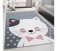 Tappeto per bambini con simpatico design a gatto, morbido e soffice per cameretta, sala giochi, tappeto a pelo corto, soffice, facile da pulire Misurare: 160 x 230 cm Colore: Pink-1