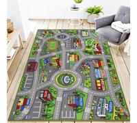 Tappeto per bambini con tema Percorso di traffico interessante e per soggiorno e cameretta dei bambini, lato morbido, modello di percorso educativo, tappeto da gioco cittadino (B, 100x150cm)