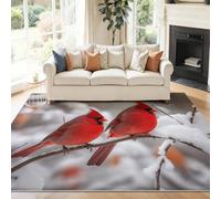 Tappeto per bambini con Uccello Naturale Cardinale per ragazzi o ragazze, tappeto antiscivolo lavabile per cameretta dei bambini, Bianco Come La Neve 140 x 200 cm