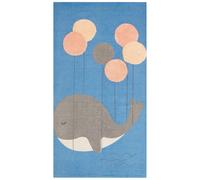 Tappeto per bambini cotone blu motivo balena 80 x 150 cm BALABANG