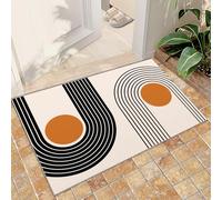 Tappeto per bambini in stile moderno di metà secolo, tappeti 3x4 per ingresso, tappeto geometrico Boho Sun Arch, tappeto nero arancione crema, tappeti antiscivolo a pelo corto, resistenti e lavabili p
