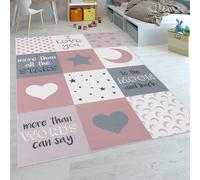 Tappeto Per Bambini Stanza Dei Bambini Femminucce Cuori Stelle Luna Detto Rosa G