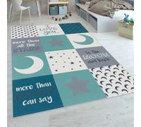 Tappeto Per Bambini Stanza Dei Bambini Maschietti Cuori Stelle Luna Detto Blu Gr