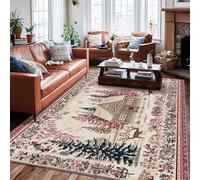 Tappeto per cabina, inverno rustico pino cervo inverno rosso retro antiscivolo rettangolare tappeto bordo bordo tappeto per soggiorno camera da letto sotto il letto appartamento Decor 15,2 x 22,8 cm