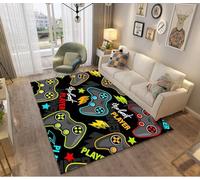 Tappeto per Camera da Letto 3D Gamer Joystick Tappeti per Soggiorno Moderno Antiscivolo Graffiti Lettera Console di Gioco Decorazione Flanella Rugs per Ragazzo Adolescente (Colore A,120x160 cm)