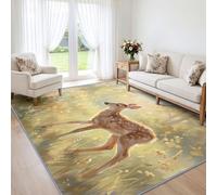 Tappeto per camera da letto dei bambini, lavabile in lavatrice, 160 x 230 | Tappeto per camera da letto, antiscivolo, non perde pelo, grazioso cervo bosco, decorazione per la casa, soggiorno, cucina
