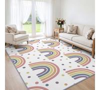 Tappeto per camera da letto dei bambini, stile boho, arcobaleno, lavabile | Tappeto per camera da letto, antiscivolo, non perde pelo, colorato, a pois, decorazione per la casa, soggiorno, cucina