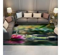 Tappeto per camera da letto Lotus Pond 140x200cm Tappeto antiscivolo per sala da pranzo lavabile con una scena di laghetto sereno Soft Hotel Cafe Bar Studio Dormitorio Patio Zerbino