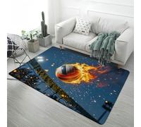 Tappeto per Camerette Ragazzi Adolescenti Cielo stellato Fiamme Calcio Pallacanestro Baseball Motivi Morbidi e Antiscivolo, Tappeti per Soggiorni, Camere da Letto e Sale Giochi, 160x200 cm, Color 5