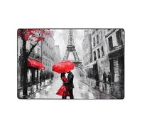 Tappeto per coppia Parigi, per soggiorno, camera da letto, Torre Eiffel, con retro antiscivolo, lavabile, in flanella, decorazione per casa e ufficio, 60 x 90 cm