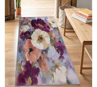 Tappeto per corridoio, boho, classico, artistico, astratto, floreale, morbida flanella, tappeto lungo, decorativo, lavabile, runner per corridoio, cucina e soggiorno, multicolore, 60 x 180 cm