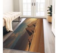 Tappeto per corridoio, Egitto, realistico, rovine della civiltà, piramidi, morbida flanella, tappeto lungo, decorativo, lavabile, runner per corridoio, cucina e soggiorno, multicolore, 80 x 150 cm