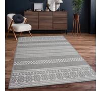 Paco Home Tappeto Per Esterno Da Balcone Terrazza Tappeto Cucina Moderno Boho Etnico, Dimensione:80x150 cm, Colore:Grigio 4