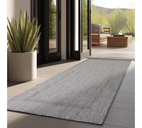 Tappeto per esterno monocolore resistente alle intemperie, ideale per terrazze, balconi, giardini e cucine, con tessitura piatta e finitura simile al sisal, Colore: Grigio, Taglia: 80 x 250 cm