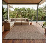 Tappeto per esterno monocolore resistente alle intemperie, ideale per terrazze, balconi, giardini e cucine, con tessitura piatta e finitura simile al sisal, Colore: Marrone, Taglia: 120 x 170 cm