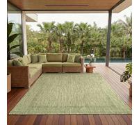 Tappeto per esterno monocolore resistente alle intemperie, ideale per terrazze, balconi, giardini e cucine, con tessitura piatta e finitura simile al sisal, Colore: Verde, Taglia: 280 x 370 cm