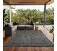 Tappeto per esterno monocolore resistente alle intemperie, ideale per terrazze, balconi, giardini e cucine, con tessitura piatta e finitura simile al sisal, Colore: Nero, Taglia: 160 x 230 cm