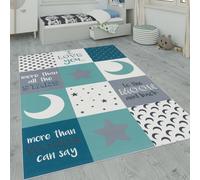 Tappeto per i bambini, tappeto per la camera dei bambini con stelle, luna e moti