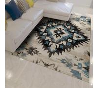 Tappeto per il soggiorno 120x150 rustico sud-occidentale azteco retro diamond geometrico antiscivolo lavabile a pelo basso e facile pulire l'ufficio della camera da letto