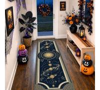 Tappeto per il sole, pianeti mistici celesti, stelle, Halloween, blu navy, spugna a pelo basso, rettangolare, bordatura per cucina, ingresso, comodino, lavanderia, decorazione, 6 x 1,8 m