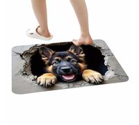 Tappeto per Illusione 3D - Decorazione morbida antiscivolo con scoiattolo e cane ad asciugatura rapida - Tappetini 3D con effetto illusione - per compleanno, giorno del ringraziamento Natale Capodanno