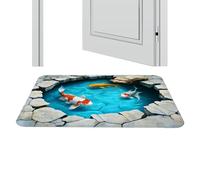 Tappeto per illusione per laghetti per pesci - realistico pavimento visivo 3D, tappetino decorativo antiscivolo, decorazione interna per l'ingresso della casa, copertura per pavimento creativa con