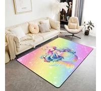 Tappeto per interni a forma di sirena, per bambini, ragazze, vita oceanica, mare, animali, 100 x 150 cm, per bambini, donne, uomini, ultra morbido, squame di pesce, principessa, soggiorno, per camera