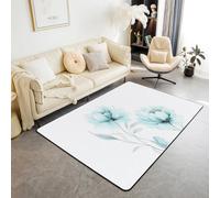 Tappeto per interni e ingresso, motivo floreale ad acquerello e grigio, decorazione per la stanza di bambini e ragazze, stile pittura a inchiostro, tappeto antiscivolo assorbente con fiori e foglie